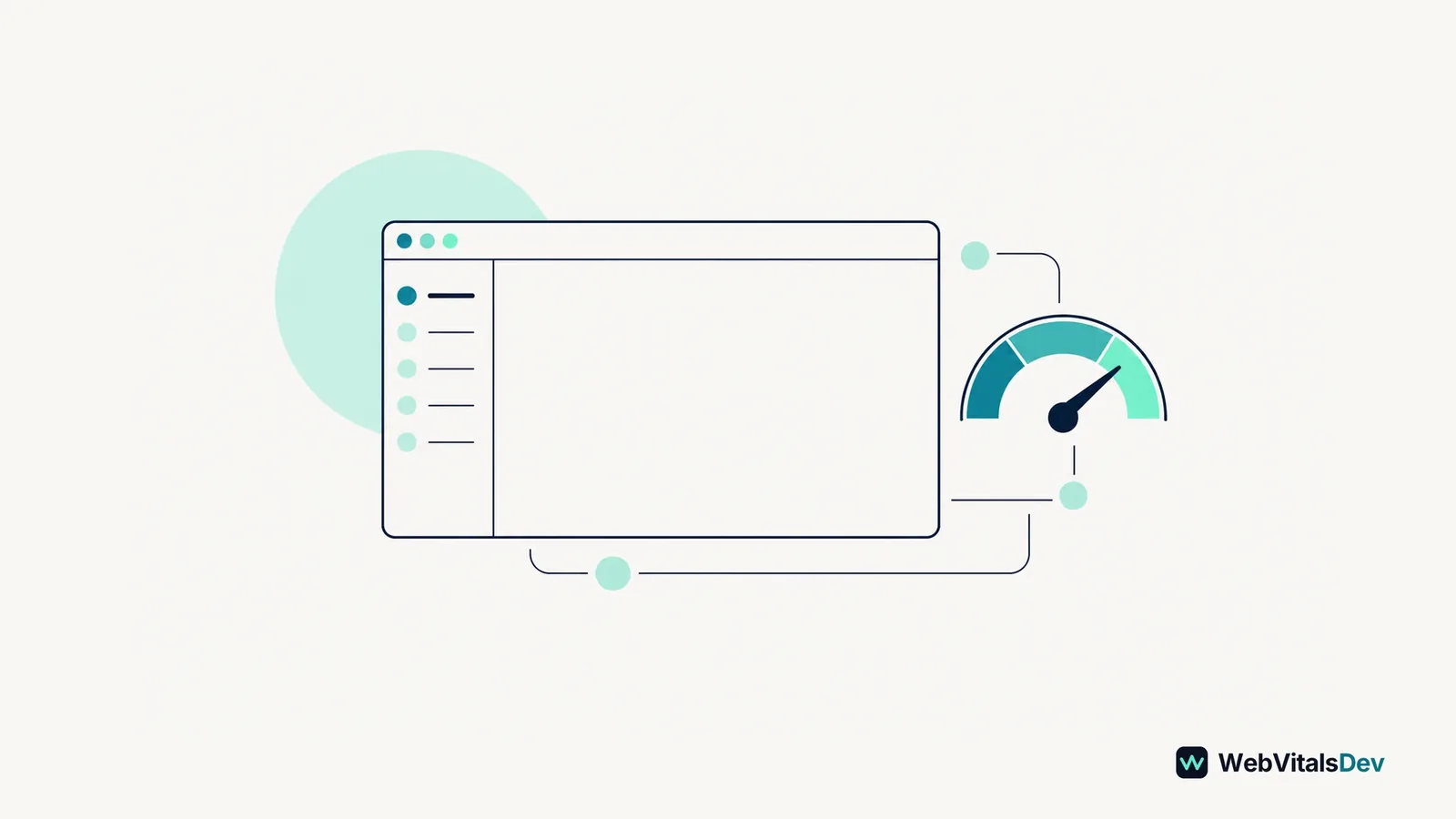 A generic content management dashboard with a sidebar, content area and performance gauge.